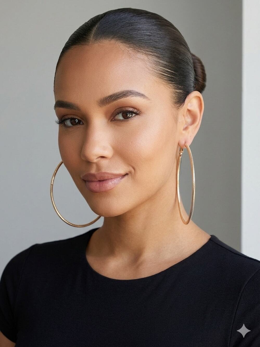 Oversized Textured Gold Tone Hoop Earrings 3.75” Pierced Hoops